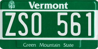 VT license plate ZSO561