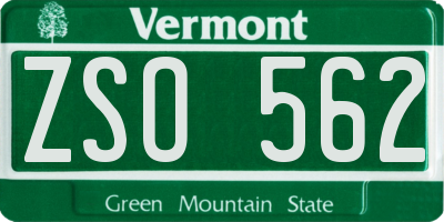 VT license plate ZSO562