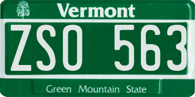 VT license plate ZSO563