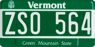 VT license plate ZSO564