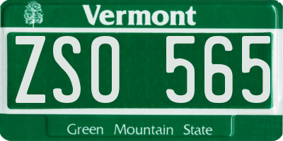 VT license plate ZSO565