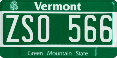 VT license plate ZSO566