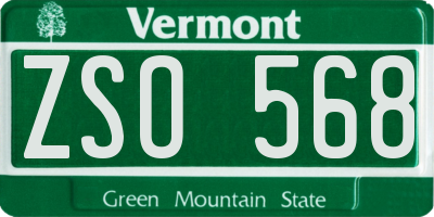 VT license plate ZSO568