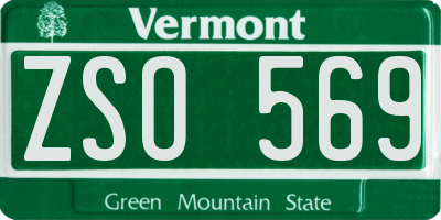 VT license plate ZSO569