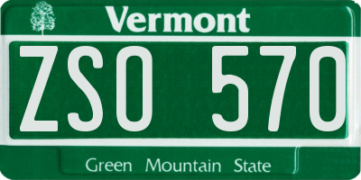 VT license plate ZSO570