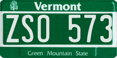 VT license plate ZSO573