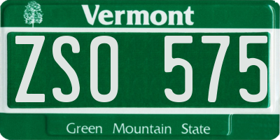VT license plate ZSO575
