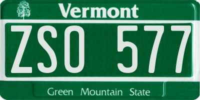 VT license plate ZSO577