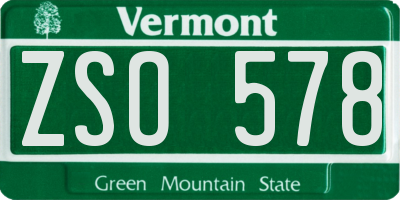 VT license plate ZSO578