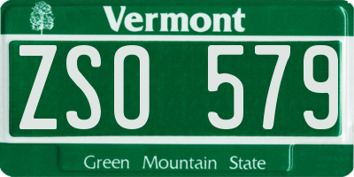 VT license plate ZSO579