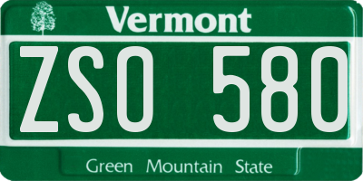 VT license plate ZSO580