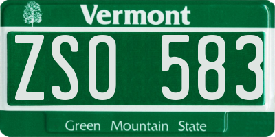 VT license plate ZSO583
