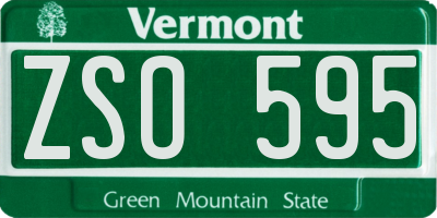 VT license plate ZSO595