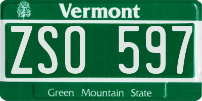 VT license plate ZSO597