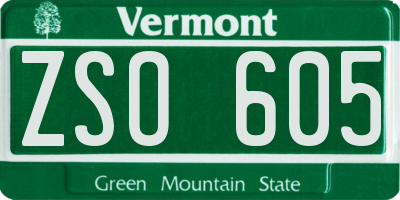 VT license plate ZSO605