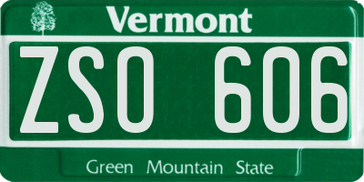 VT license plate ZSO606