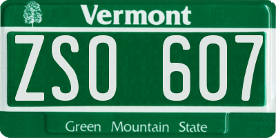 VT license plate ZSO607