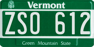 VT license plate ZSO612