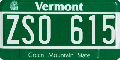 VT license plate ZSO615