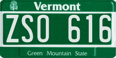 VT license plate ZSO616