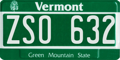 VT license plate ZSO632