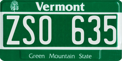 VT license plate ZSO635