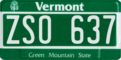 VT license plate ZSO637