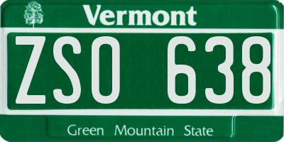 VT license plate ZSO638