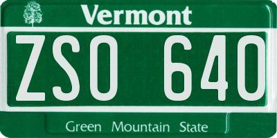 VT license plate ZSO640
