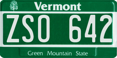 VT license plate ZSO642