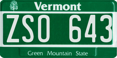 VT license plate ZSO643