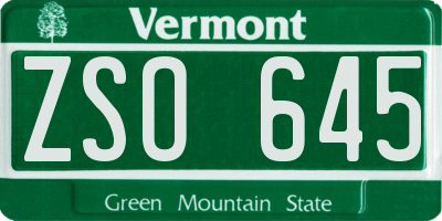 VT license plate ZSO645