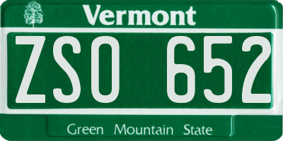 VT license plate ZSO652