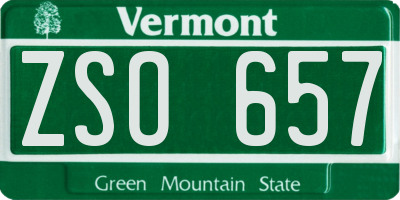 VT license plate ZSO657