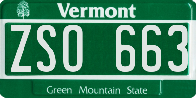 VT license plate ZSO663