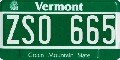 VT license plate ZSO665