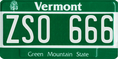 VT license plate ZSO666