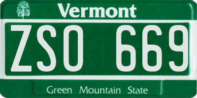VT license plate ZSO669