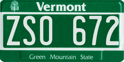 VT license plate ZSO672