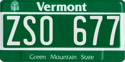 VT license plate ZSO677