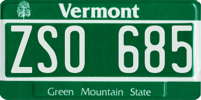 VT license plate ZSO685