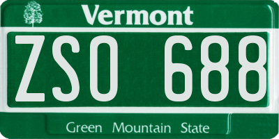 VT license plate ZSO688