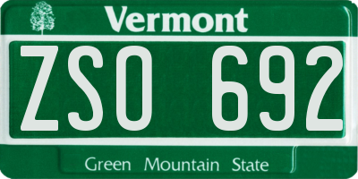 VT license plate ZSO692