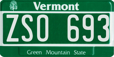 VT license plate ZSO693