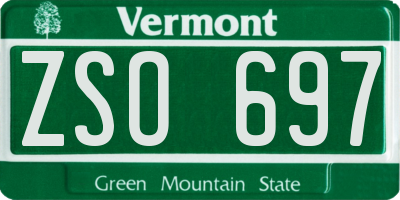 VT license plate ZSO697