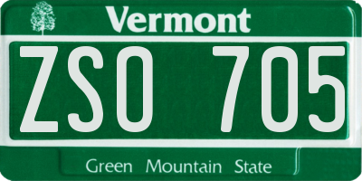 VT license plate ZSO705