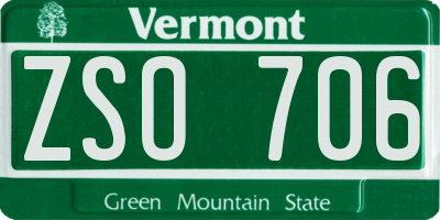 VT license plate ZSO706