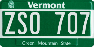 VT license plate ZSO707