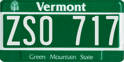 VT license plate ZSO717