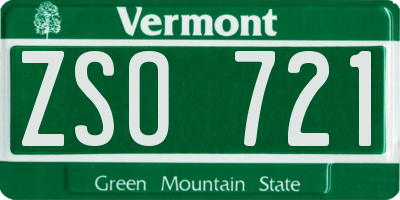 VT license plate ZSO721